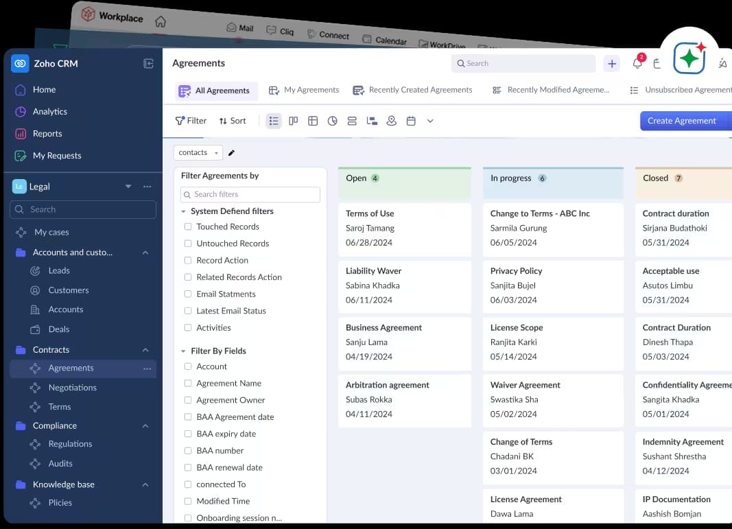 Zoho Dashboard Mockup