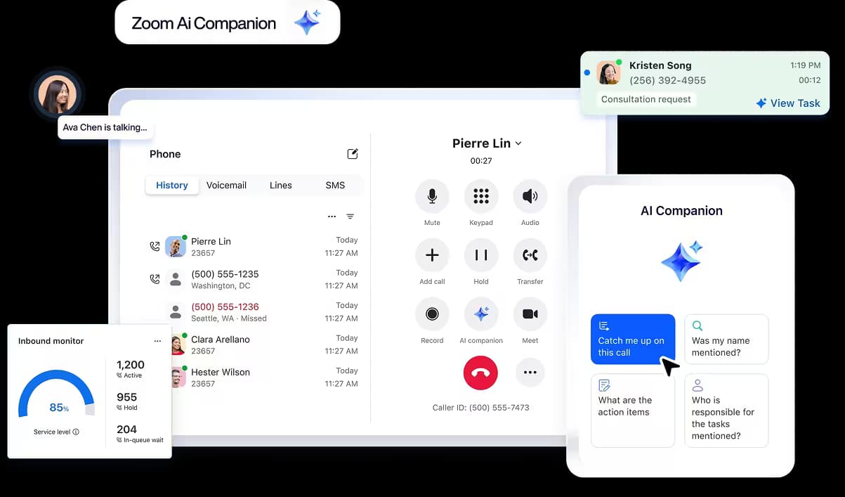 Zoom AI Companion & Phone Interface