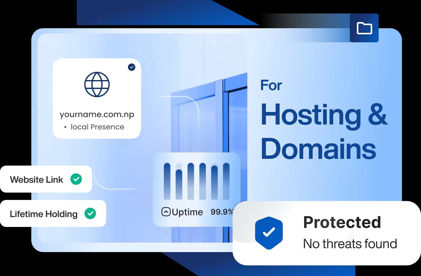 Illustration of a woman showcasing web hosting services