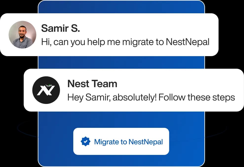 Free migration chat and confirmation interface layout