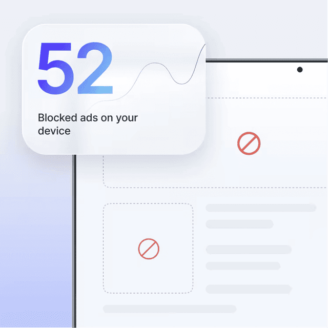 Ad and tracker blocking dashboard mockup