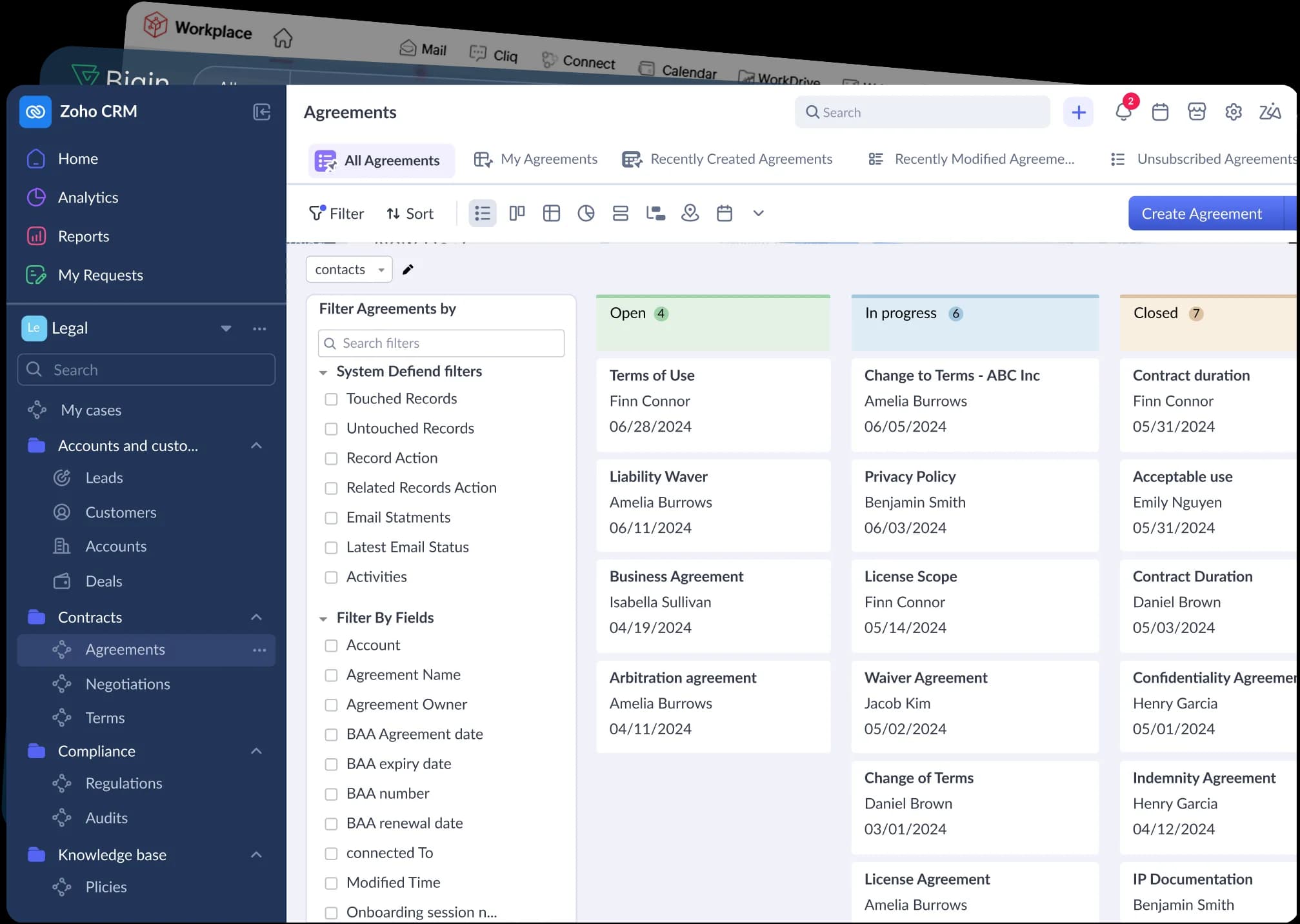Zoho Dashboard Mockup