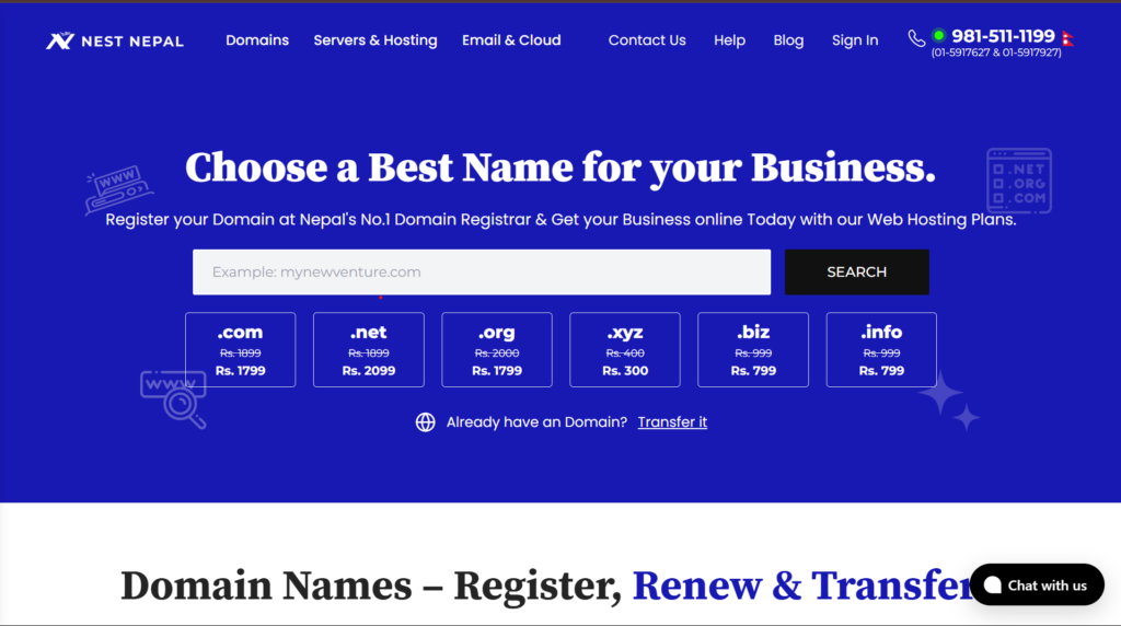 domain registration in Nepal, domain