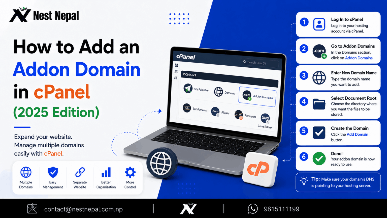 How to Add Addon Domain in cPanel – Easy Setup Guide (2025)